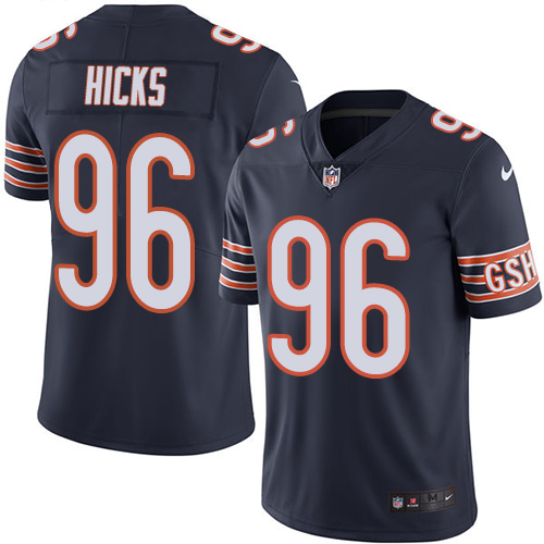 Men's Limited Akiem Hicks Nike Jersey Navy Blue - #96 Rush NFL Chicago Bears